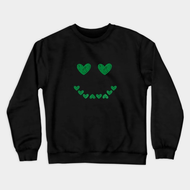 Smiling face heart green Crewneck Sweatshirt by Shineyarts